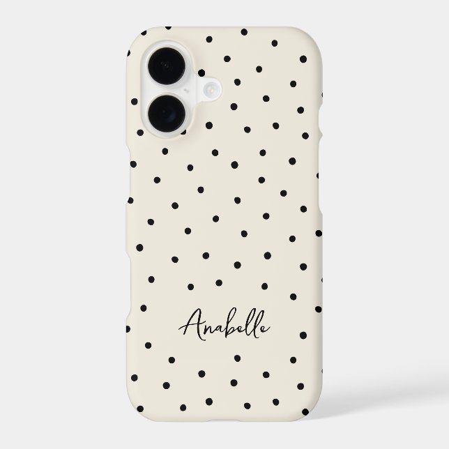 Black and Beige Chic Dots Minimalist Monogram (Back)