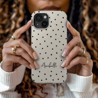 Black and Beige Chic Dots Minimalist Monogram