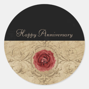 Black and Beige Classic Round Sticker