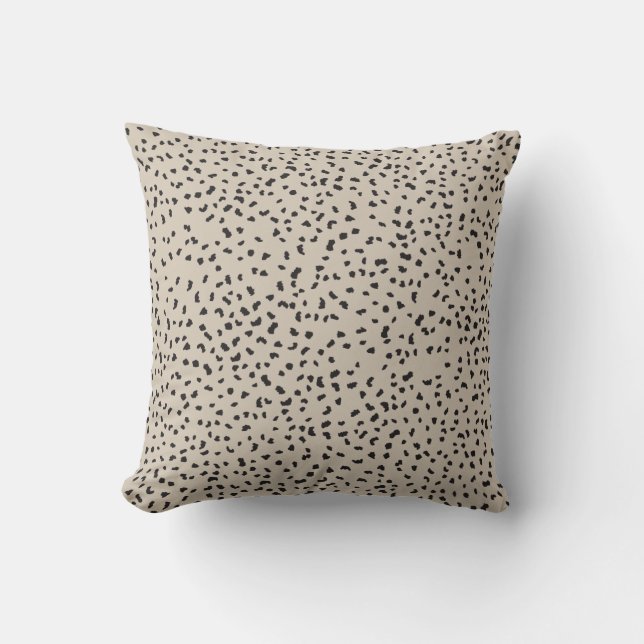 Black and Beige Dalmatian Spotted Pillow (Front)