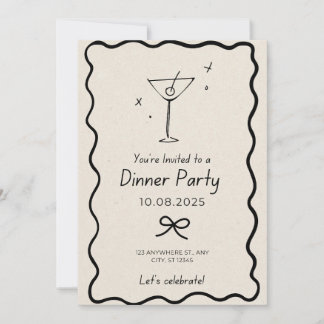 Black and Beige Dinner Party Invite
