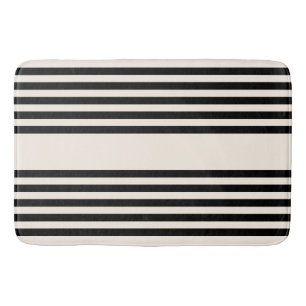Black and beige five stripe pattern bath mat