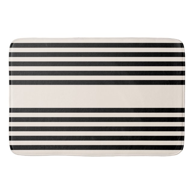 Black and beige five stripe pattern bath mat (Front)