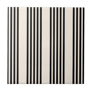 Black and beige five stripe pattern ceramic tile