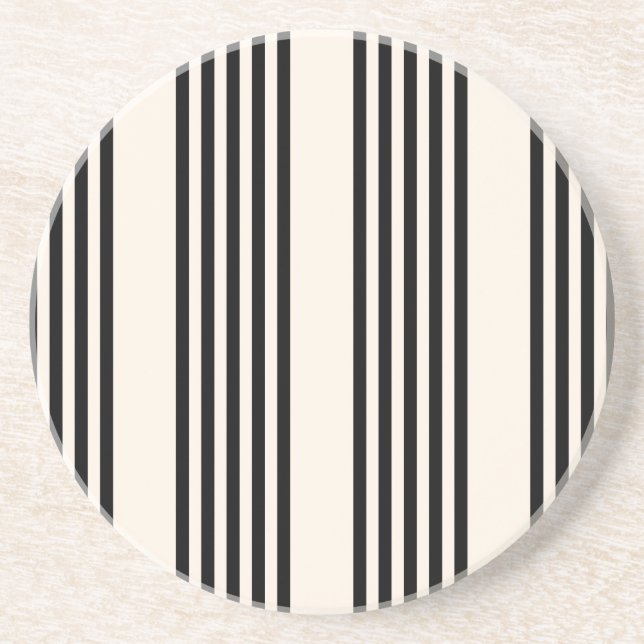 Black and beige five stripe pattern coaster (Front)