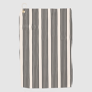 Black and beige five stripe pattern golf towel