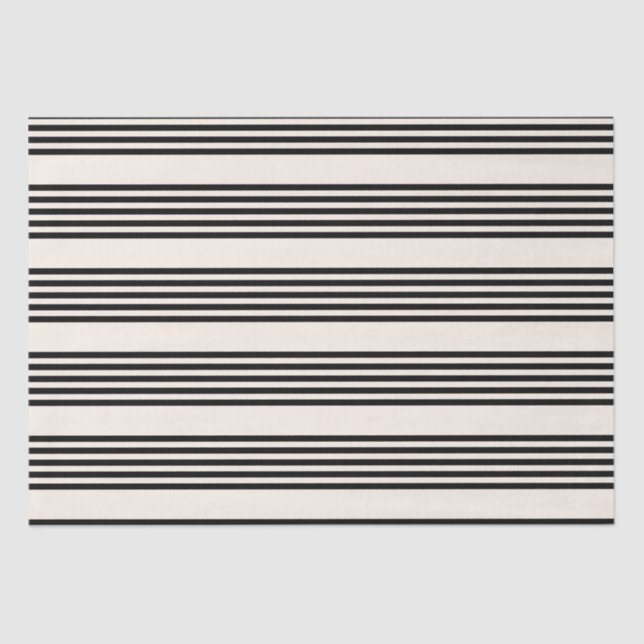 Black and beige five stripe pattern tissue paper (Front)