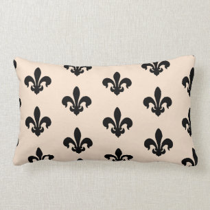 Black and Beige Fleur De Lis, Throw Pillow