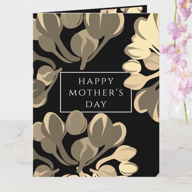 Black and Beige Floral Mother's Day Greeting Card (Orchid)