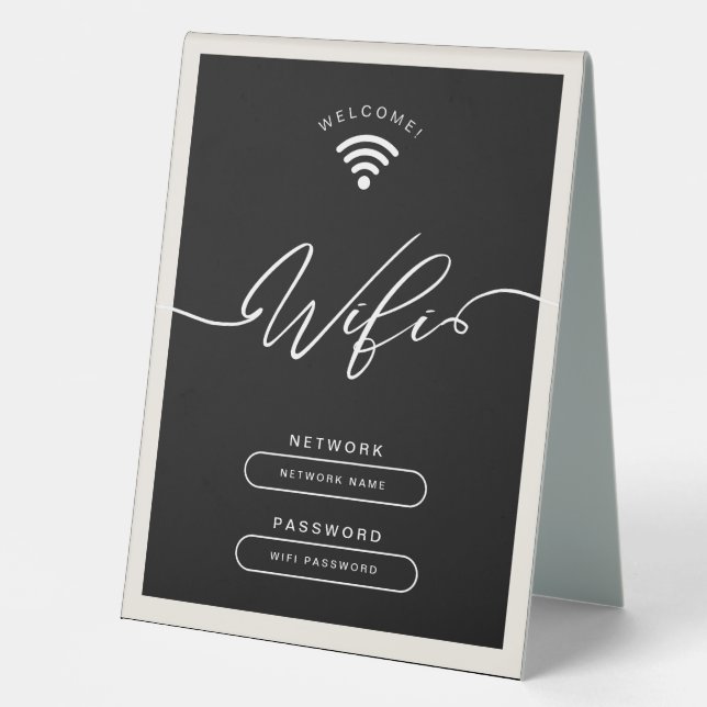 Black and Beige Minimalist Simple Wifi Zone  (Front)