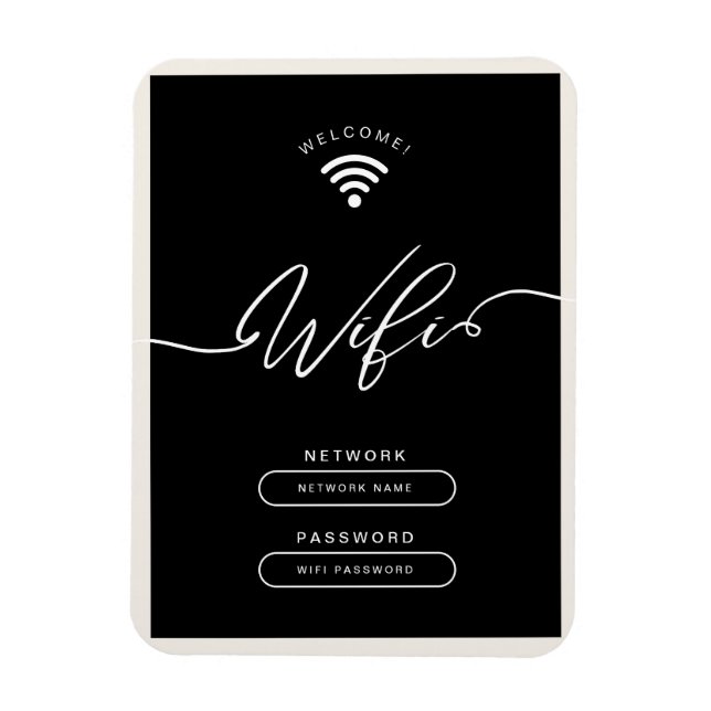 Black and Beige Minimalist Simple Wifi Zone  Magnet (Vertical)