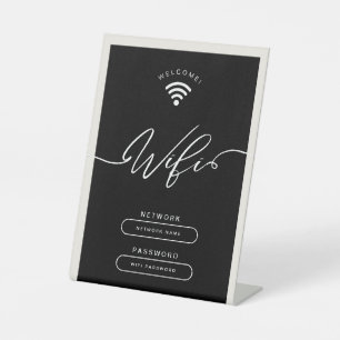 Black and Beige Minimalist Simple Wifi Zone  Pedestal Sign