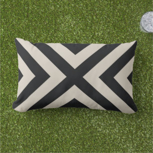 Black and Beige Modern Chevron Stripes Outdoor Cushion
