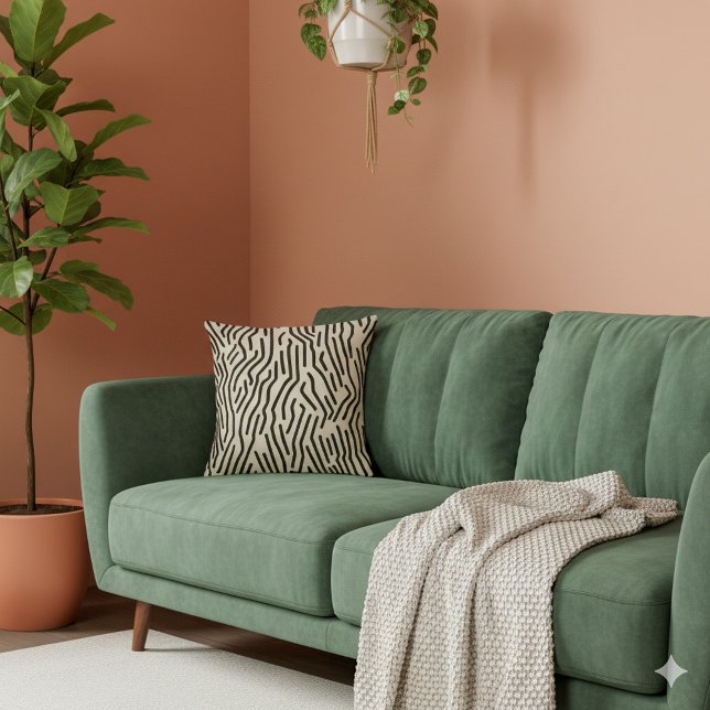 Black and Beige modern Striped Cushion (Black and Beige modern Striped Throw Pillow)