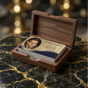 Black and Beige Professional Custom Photo Business Card