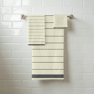 Black and Beige Stripes Pattern Elegant, Modern Bath Towel Set