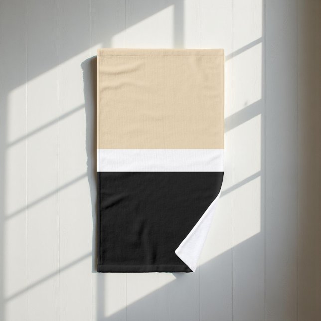 Black and Beige Stripes Pattern Elegant, Modern Bath Towel Set (Creator Uploaded)