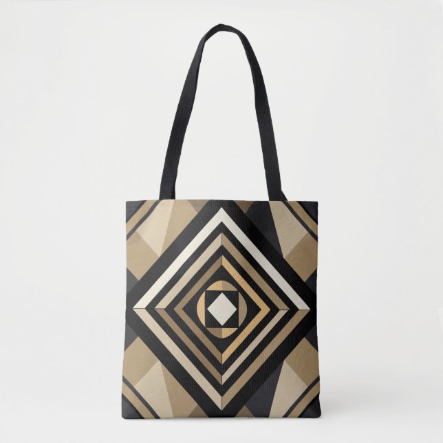 Black And Beige Tote Bag (Front)