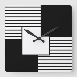 Black And Black And White Retro Design Square Wall Clock