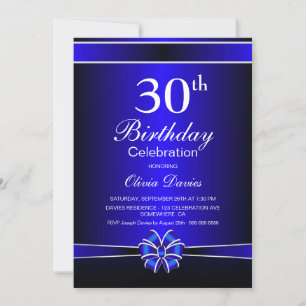 Black and Blue 30th Birthday Celebration Invitation