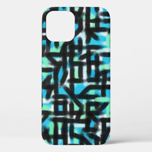 black and blue abstract art modern painting iPhone 12 case