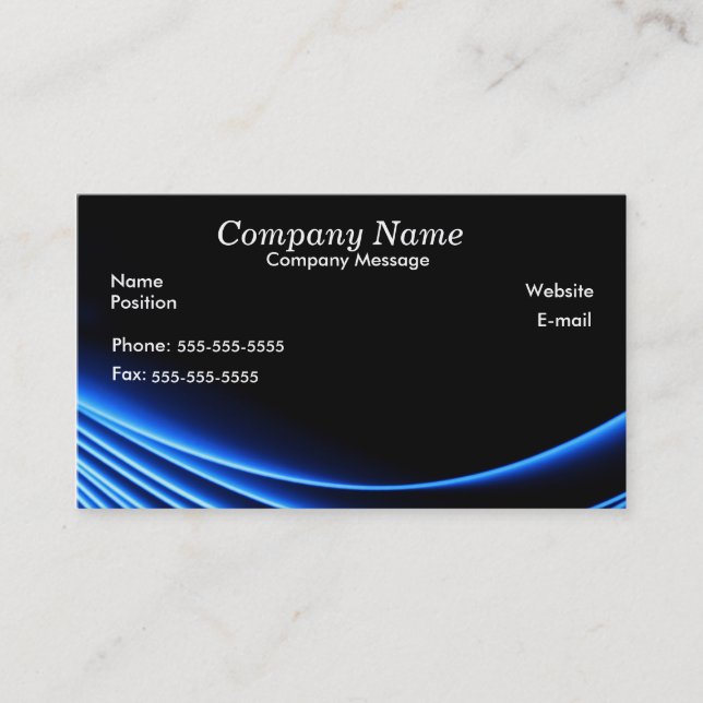 Black and Blue abstract Business Card (Front)