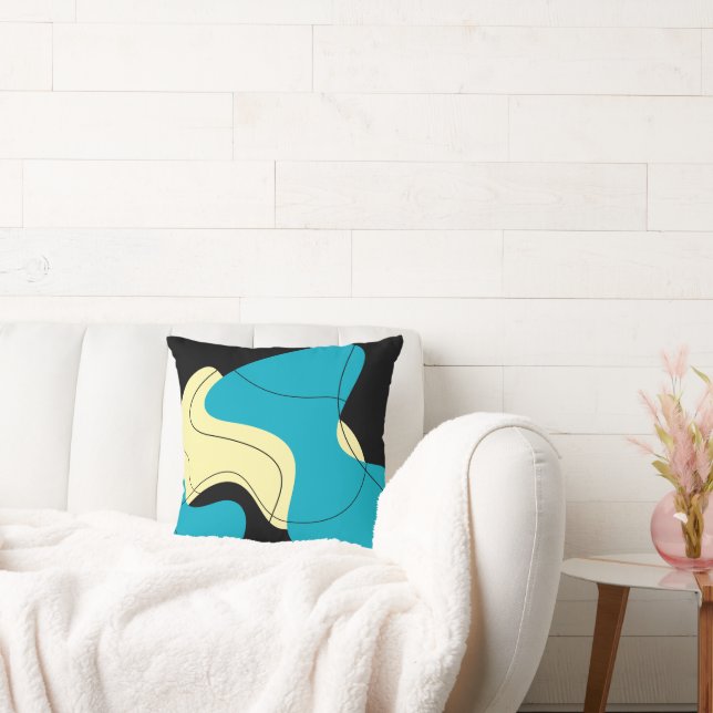 Black and Blue Abstract Designer Cushion (Couch)