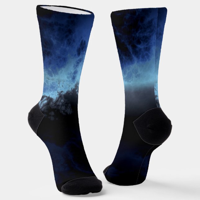 Black and Blue abstract Socks (Angled)