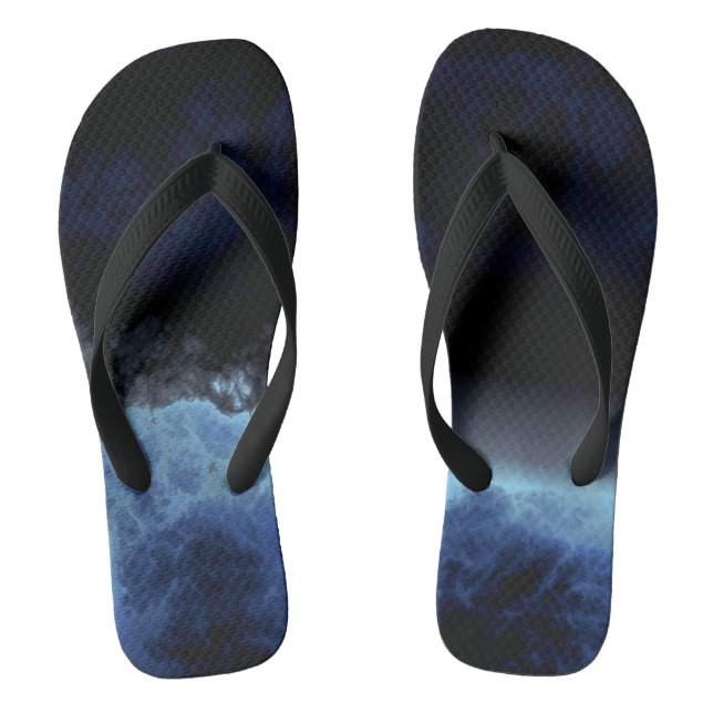 Black and Blue abstract Thongs (Footbed)