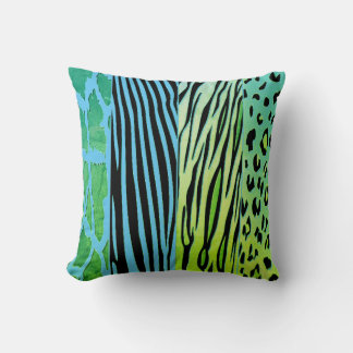 Black And Blue Animal Printed Zebra Stripe Pillow