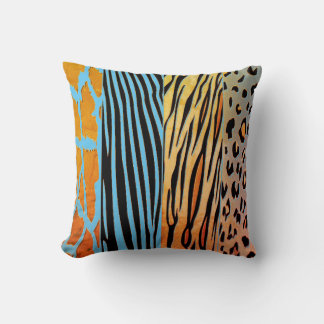 Black And Blue Animal Printed Zebra Stripe Pillow
