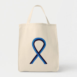 Black and Blue Awareness Ribbon Art Tote Bag