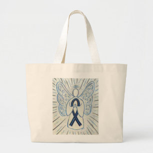 Black and Blue Awareness Ribbon Art Tote Bag
