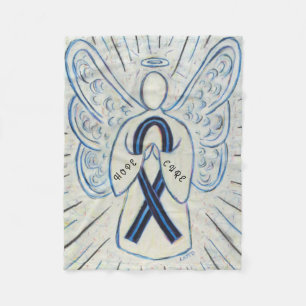 Black and Blue Awareness Ribbon Hope Cure Blanket