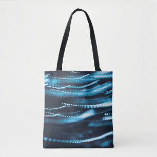 Black and blue beaded necklace tote bag