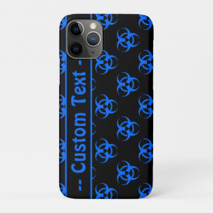Black and Blue Biohazard  Phone Case w/ Text