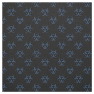 Black and Blue Biohazard Symbol Pattern Fabric