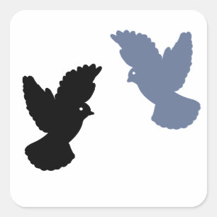 Black and Blue Bird Silhouette Square Sticker