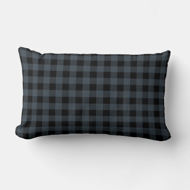 Black and Blue | Buffalo Plaid Lumbar Cushion (Front)