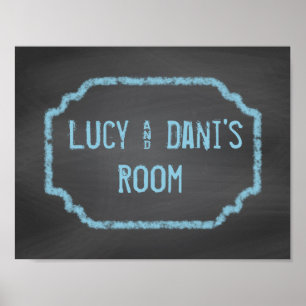 Black and Blue Chalkboard Roommates Wall Art