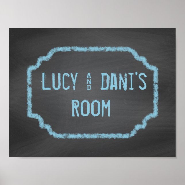 Black and Blue Chalkboard Roommates Wall Art (Front)