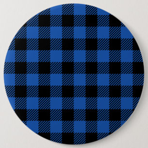 Black and Blue Chequered Buffalo Pattern 6 Cm Round Badge