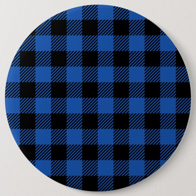 Black and Blue Chequered Buffalo Pattern 6 Cm Round Badge (Front)