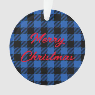 Black and Blue Chequered Buffalo Pattern Ornament