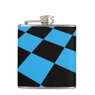 Black and Blue Chequered Pattern Hip Flask