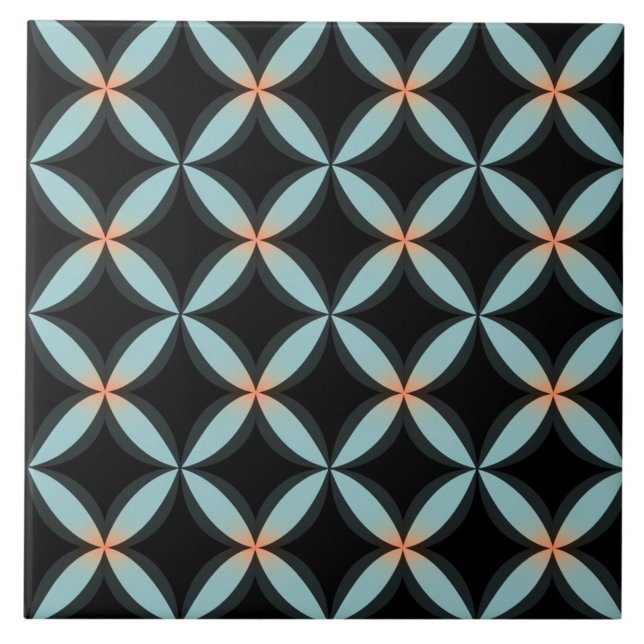 Black and Blue Circles, Seamless Pattern Ceramic Tile (The complete ceramic tile design. Tiles sold individually.)