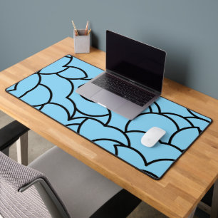 Black and Blue Comingled Abstract Desk Mat