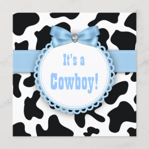 Black and Blue Cowboy Baby Boy Shower Invitation