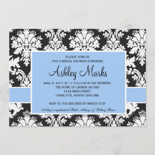 Black and Blue Damask Invitation