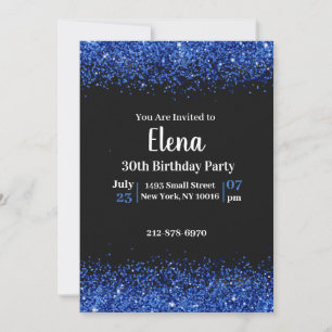 Black and  Blue Elegant Birthday Party Invitation